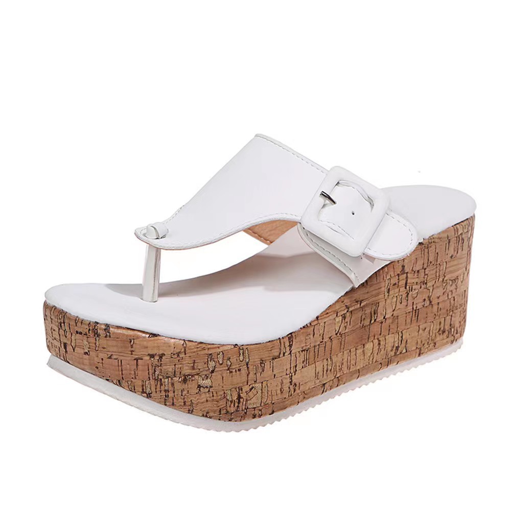 2023 summer new women's shoes foreign trade large size wish independent station wedge women's buckle sandals in stock - Image 3