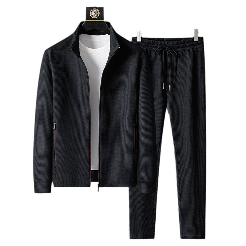 2025 Spring/Autumn New Men's Stand Collar Zipper Long-Sleeved Cardigan and Trousers Fashionable Casual Suit - Image 5