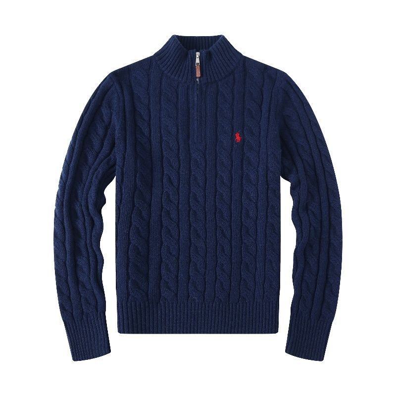 Foreign trade Paul Polo sweater men's half zip thickened twist pullover wool sweater embroidered pony logo new - Image 2