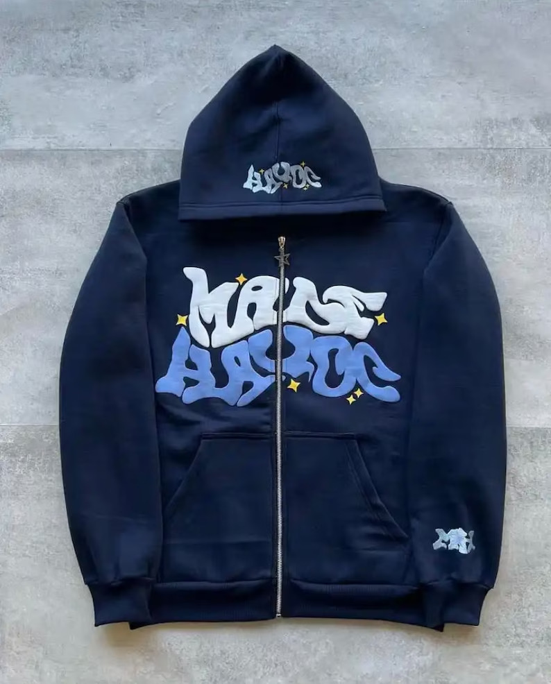 2023 European and American street trend Y2K gothic punk hip-hop fashion zipper hoodie - Image 4