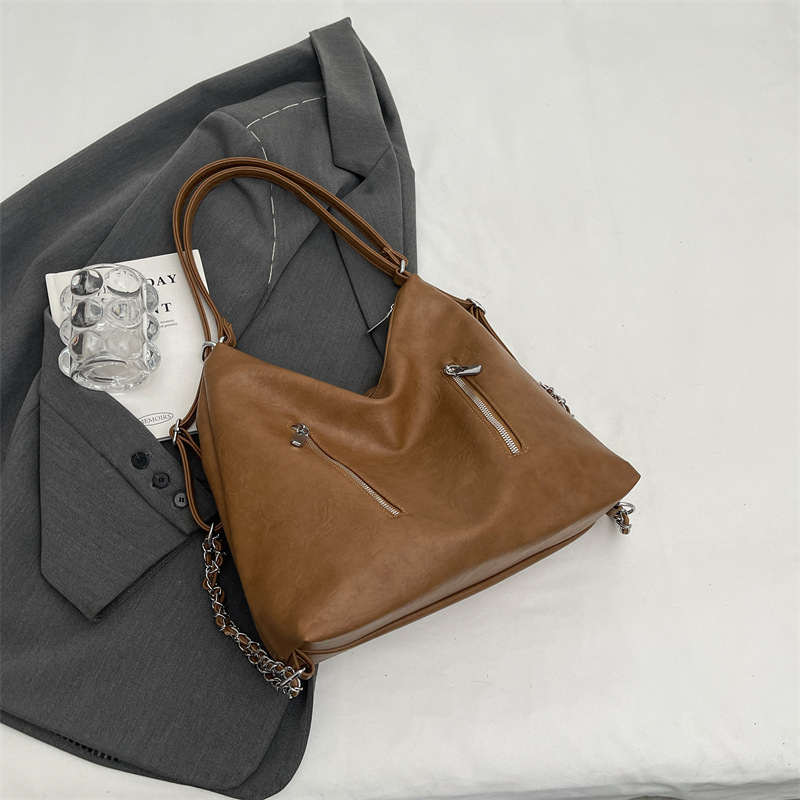 New double chain bag women's bag travel multi-purpose backpack high-end temperament shoulder bag large capacity tote bag - Image 9
