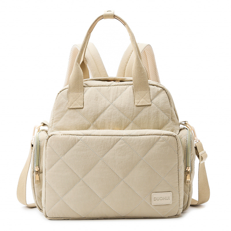 Mommy bag new clothing fabric large rhombus multifunctional mother and baby bag for going out with diaper pad large capacity mommy bag - Image 5