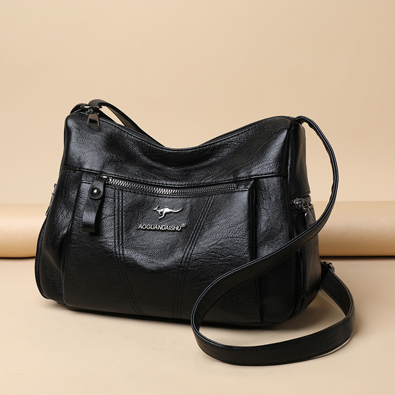 Cross-border women's bag soft leather shoulder bag trendy retro fashion Messenger bag large capacity elegant temperament mother bag - Image 6