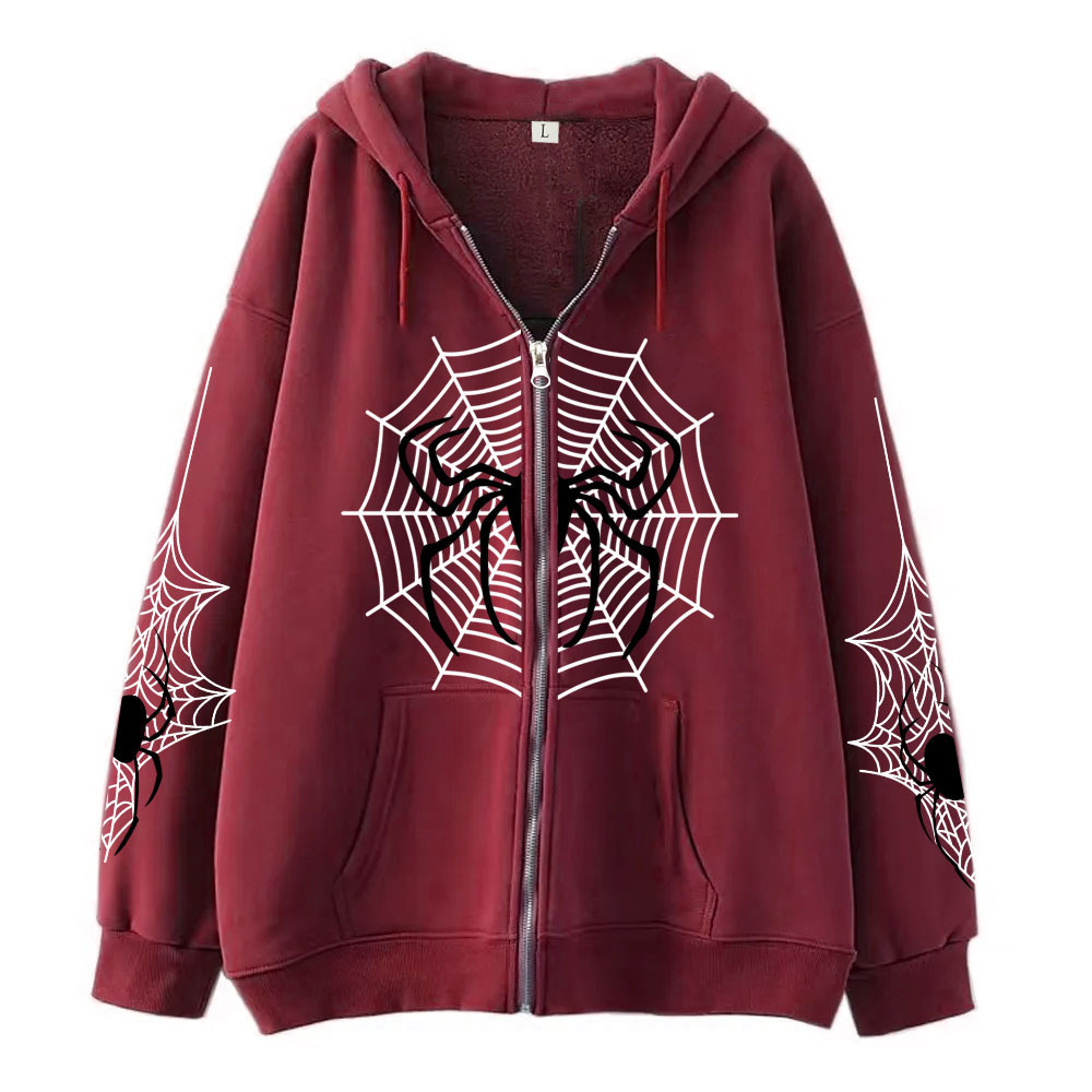 Cross-border youth spider web metal zipper sweatshirt street trend spring and autumn hoodie American retro casual jacket for men - Image 14