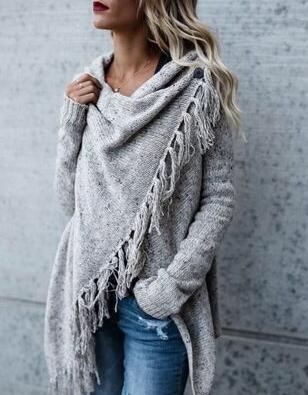 Cross-border 2023 women's clothing new AliExpress Amazon mid-length slim fashion Su diagonal style coat sweater women - Image 9