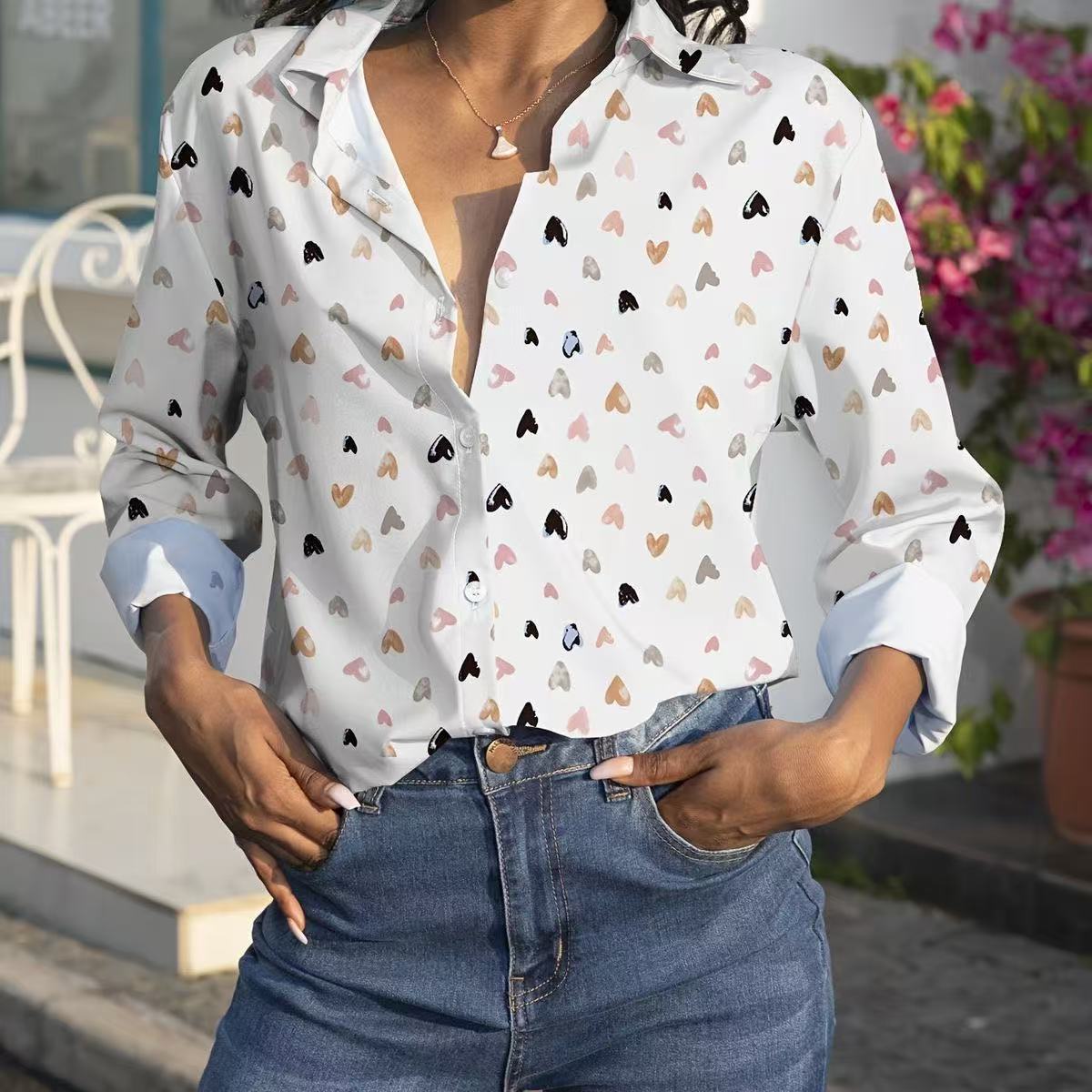 Women's Fashion Printed Long-Sleeved Shirt with Butterfly Print Collar, Available on AliExpress for European and American Exports - Image 7