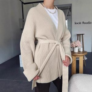 кардиган кимоно поясом Belted Knit Cardigan Jacket