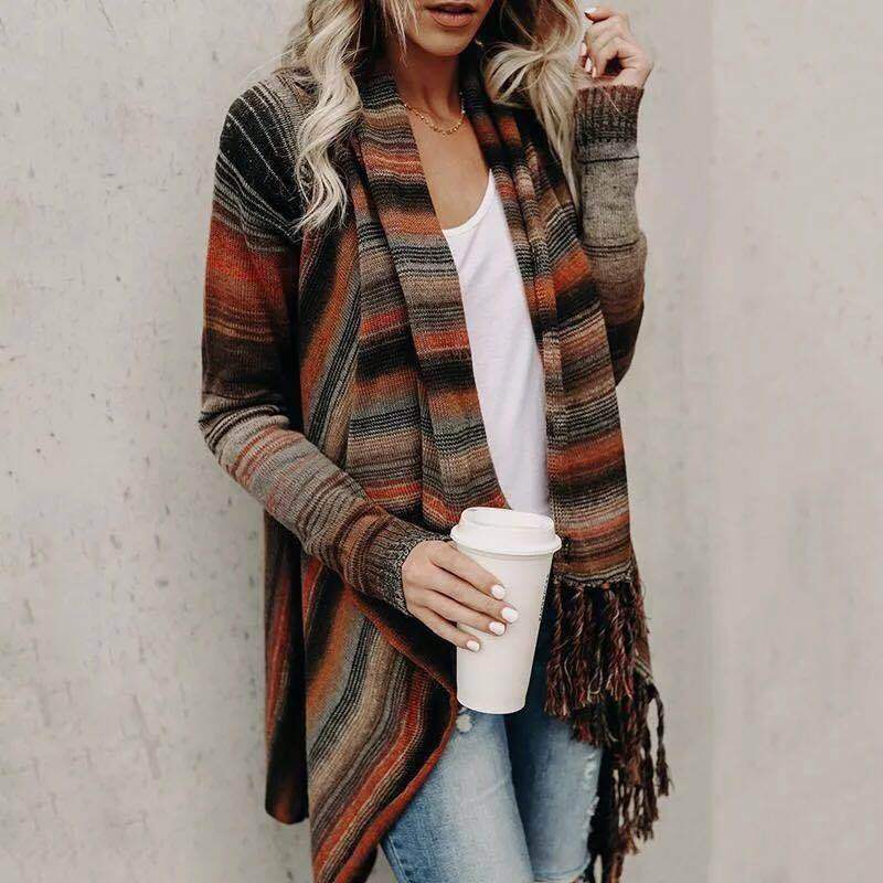 Cross-border 2023 women's clothing new AliExpress Amazon mid-length slim fashion Su diagonal style coat sweater women - Image 10