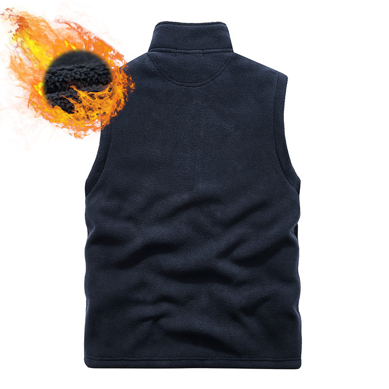 Men's autumn and winter outdoor leisure large size fleece sweater vest plus velvet thick warm waistcoat 9816A - Image 3