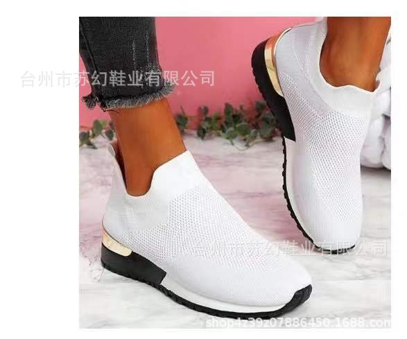 Autumn 2021 Wish New Flying Knitting Socks Shoes Stretch Fabric Large Size Women's Shoes Spot Amazon Europe and America Foreign Trade Models - Image 7