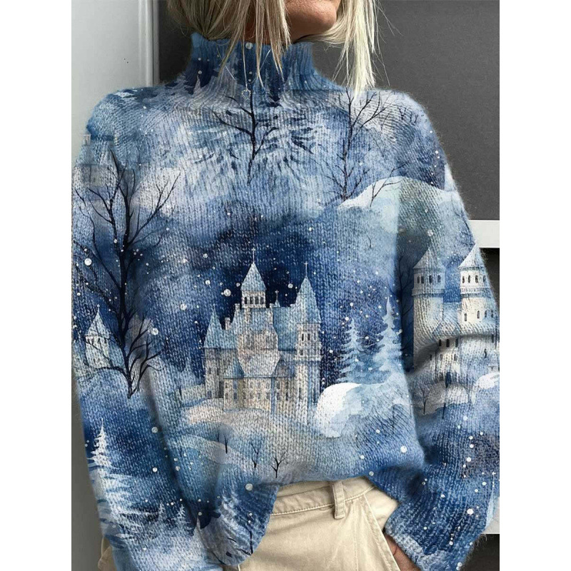 New Christmas Abstract Print Casual Cape Cardigan Sweater for Foreign Trade and Cross-Border - Image 14