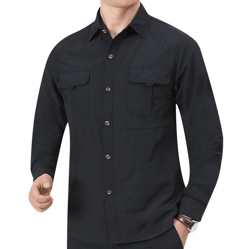 2024 Spring and Autumn New Shirt Men's Long Sleeve Cotton Casual Solid Color Shirt Middle-aged and Young Worker Slim Jacket - Image 22