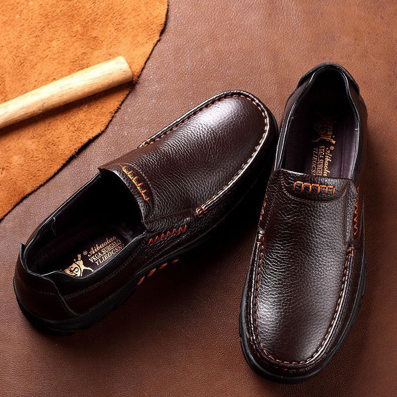 Factory direct sales autumn new genuine leather casual business leather shoes for men lightweight breathable non-slip middle-aged and elderly dad shoes - Image 5