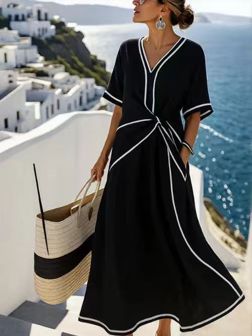 Independent website's new summer European and American style Bohemian elegant dress, cross-border style commuter long dress - Image 8