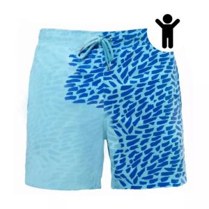 Cross-border e-commerce hot water color-changing swimming trunks beach pants men's European and American large size temperature-sensitive color-changing shorts manufacturers spot