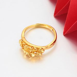 Xuping Simple Imitation Gold Flower Adjustable Ring, Copper Alloy Plated 24k Color, Niche European and American Cross-border Ring for Women