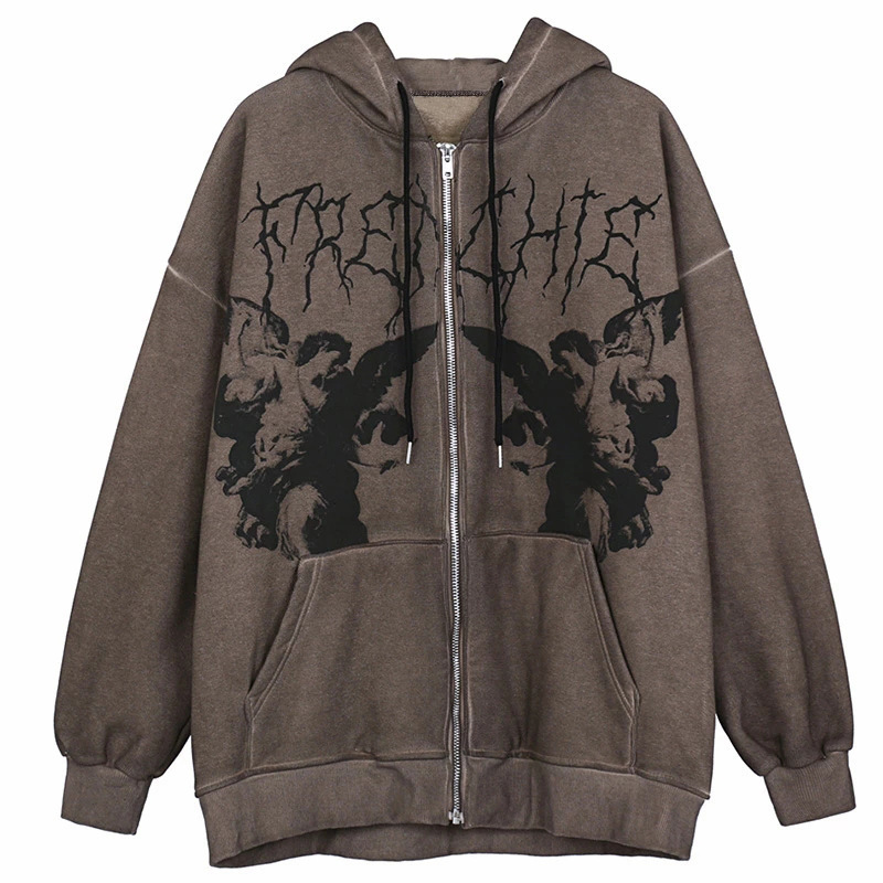 2021 European and American new hoodie sweatshirt women's loose street sports zipper cardigan y2k jacket women - Image 8