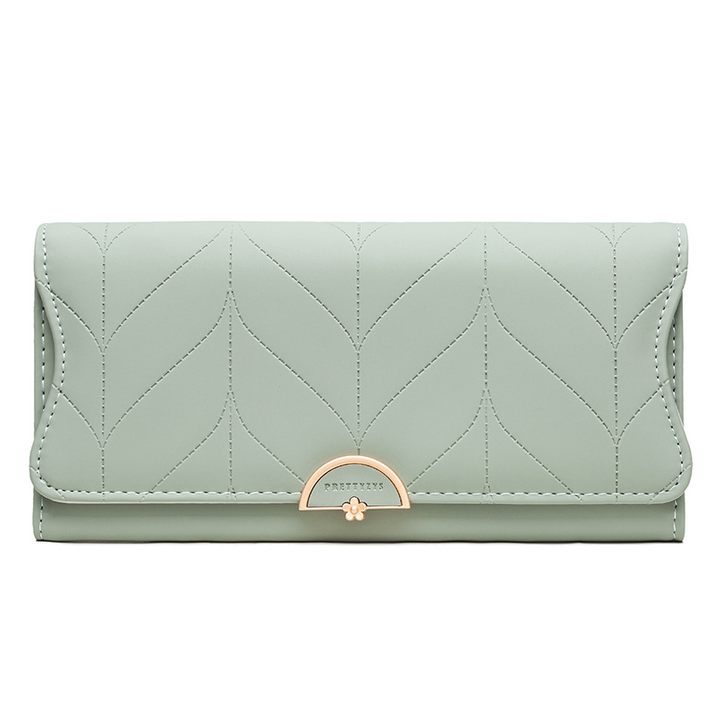 Prettyzys/Pureti new ladies long wallet fashion buckle PU small fresh clutch bag wallet