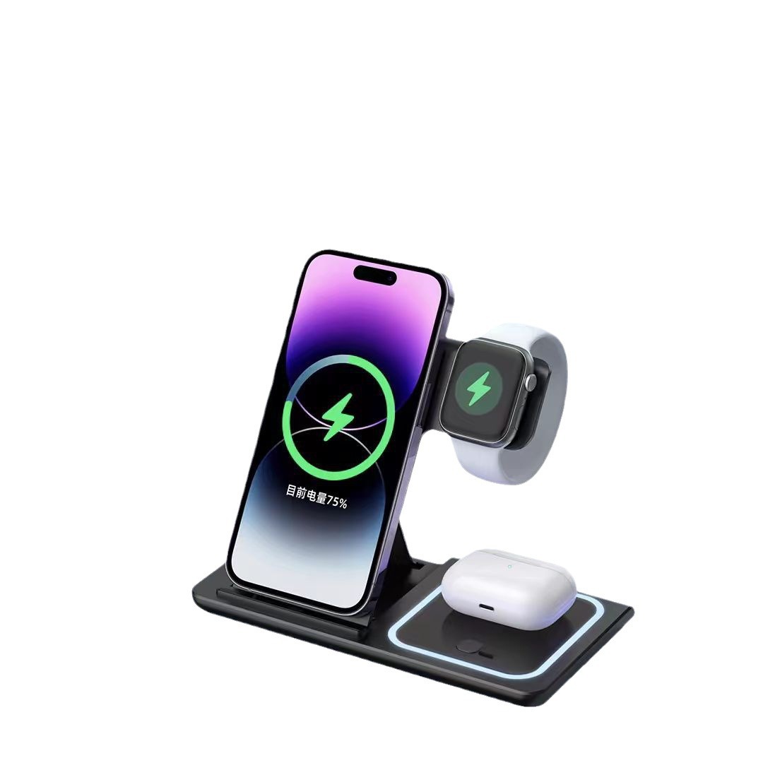 New wireless charger 3 in 1 fast charging stand foldable for Qi mobile phone earphone watch - Image 5
