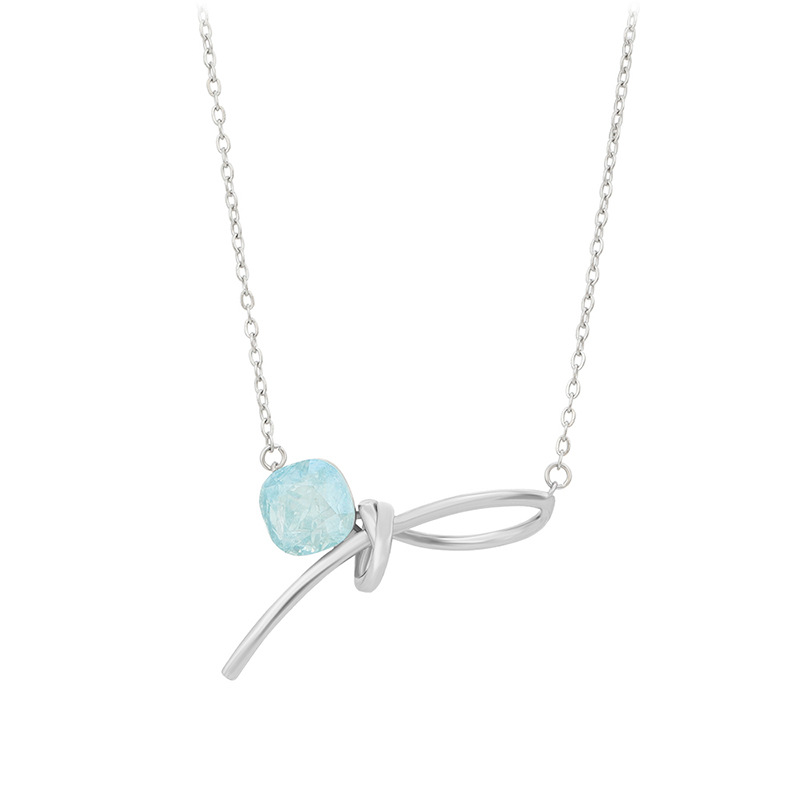 Xuping Imitation Crystal Bow Necklace, Fashionable, Simple, Sweet and Elegant Clavicle Chain for Women, Factory Wholesale - Image 6