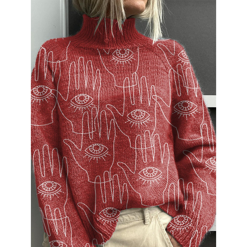 New Christmas Abstract Print Casual Cape Cardigan Sweater for Foreign Trade and Cross-Border - Image 23