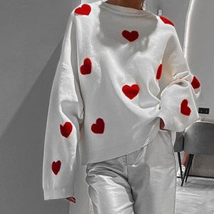 2024 autumn and winter new embroidered love sweater female net red European and American style knitted pullover cross-border Amazon ins