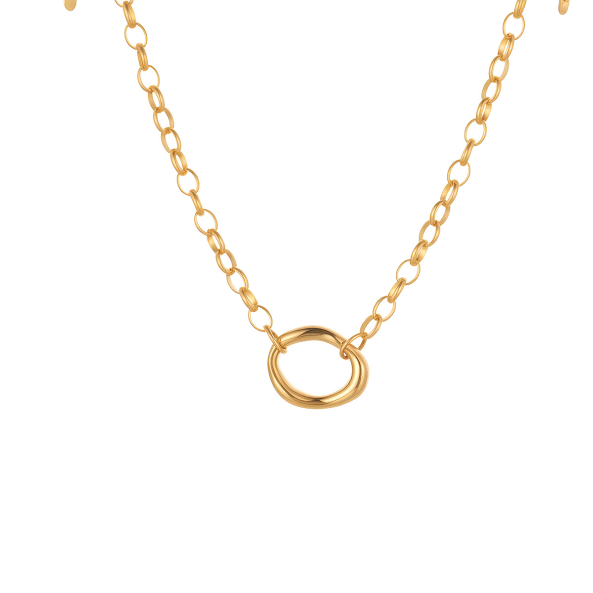 Cross-border European and American style personalized geometric hollow stainless steel necklace, bracelet, earring jewelry set, versatile ring wholesale - Image 5