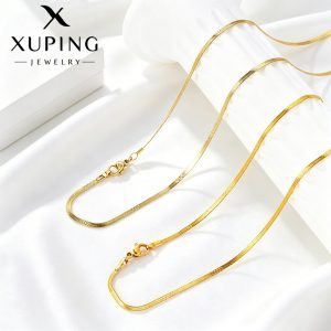 Xuping minimalist European and American cross-border stainless steel solid chain with matching chain, fashionable and light luxury temperament, classic everyday blade chain, single chain.