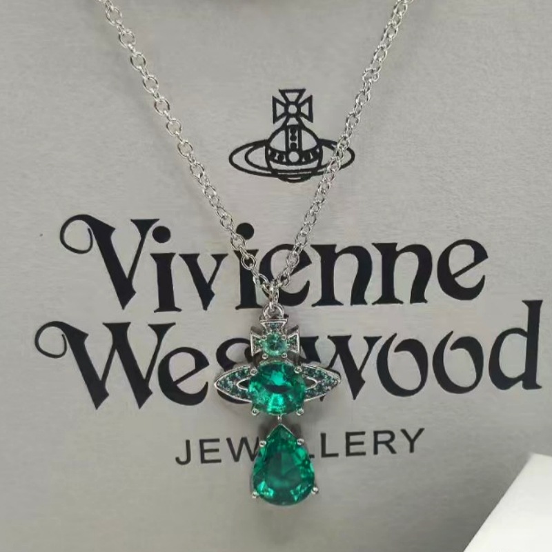 High-quality, thick gold-plated, Xijia Empress Dowager Saturn element mermaid tears multi-colored diamond teardrop long necklace for women. - Image 8