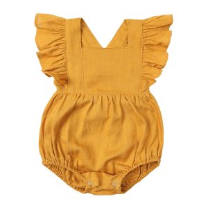 Cotton linen romper baby strap bag fart romper romper ins summer baby children's clothing infant jumpsuit romper romper