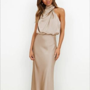 Sleeveless Satin Evening Dress