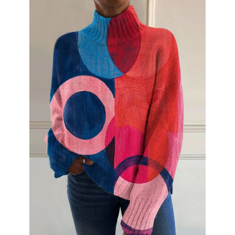 New Christmas Abstract Print Casual Cape Cardigan Sweater for Foreign Trade and Cross-Border - Image 6