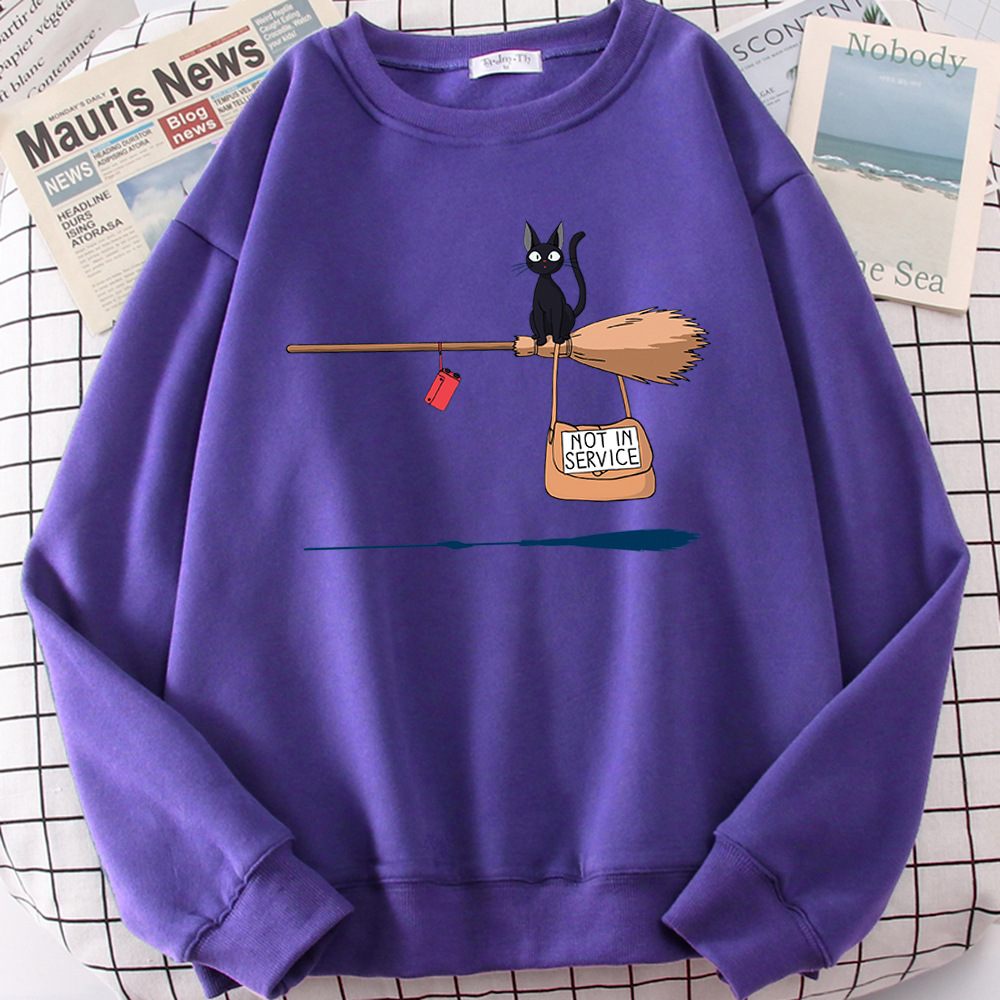 Cross-border autumn and winter girls' clothing cute witch broom kitten plus velvet round neck long-sleeved sweater loose casual jacket - Image 9