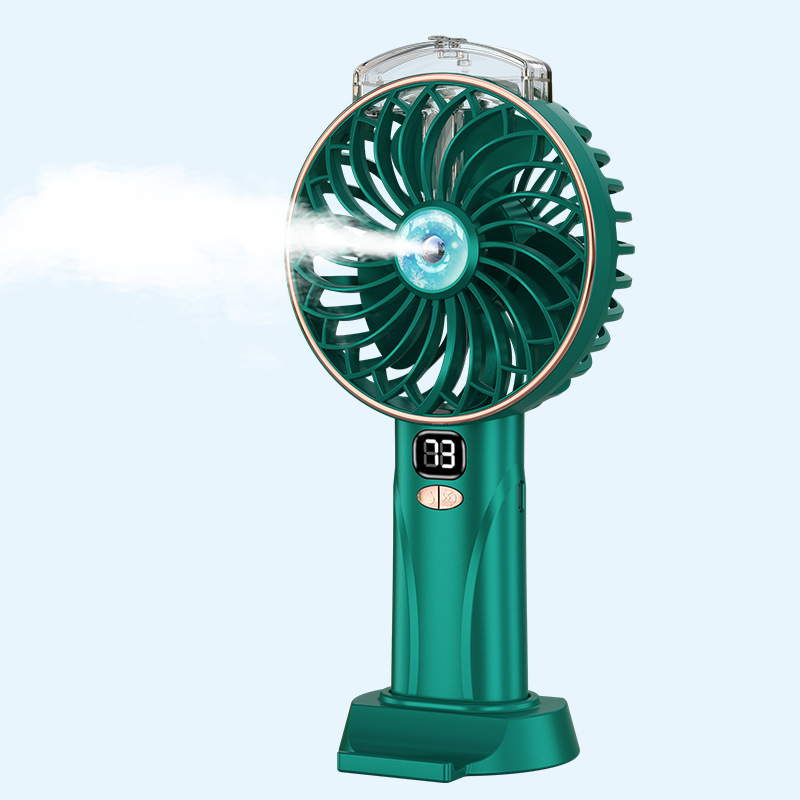 Handheld spray small fan water replenishment humidification student desktop digital display light sound brushless charging refrigeration water spray cooling fan - Image 12