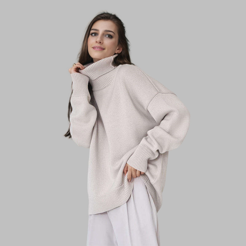Women's solid color turtleneck sweater, European and American style, autumn and winter loose fit, versatile, classic best-selling knitwear, factory price wholesale. - Image 29
