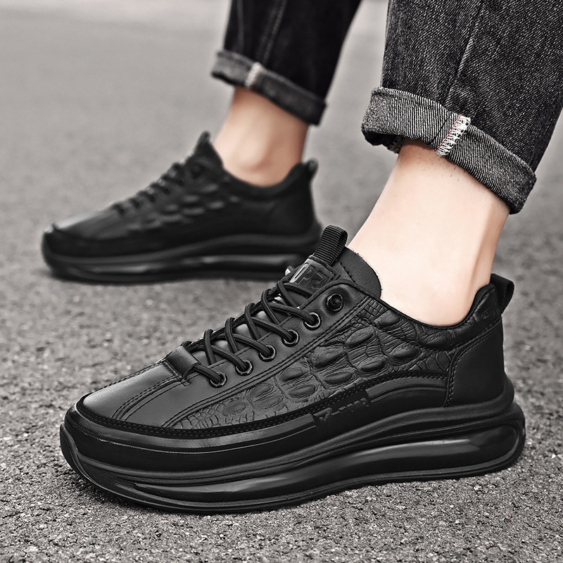 Wholesale men's leather shoes retro crocodile pattern men's shoes 2022 new thick bottom men's casual trendy shoes trendy men's shoes - Image 6