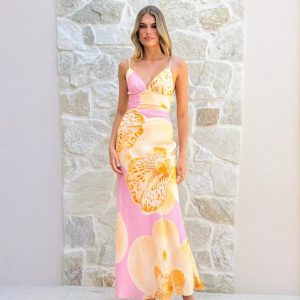 2026 Off-shoulder floral print dress for women