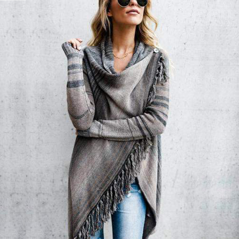 Cross-border 2023 women's clothing new AliExpress Amazon mid-length slim fashion Su diagonal style coat sweater women - Image 3
