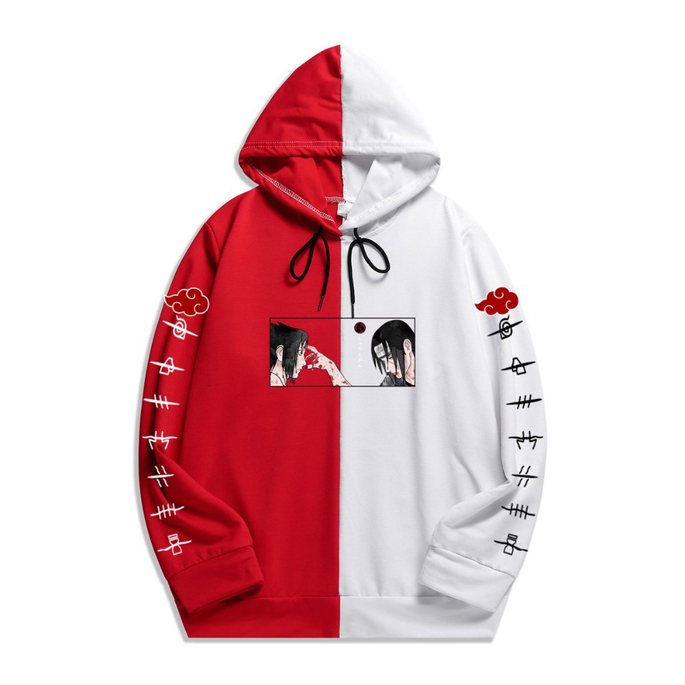 New Japanese anime Naruto thin couples two-color stitching fashion men's and women's same style hoodie - Image 2