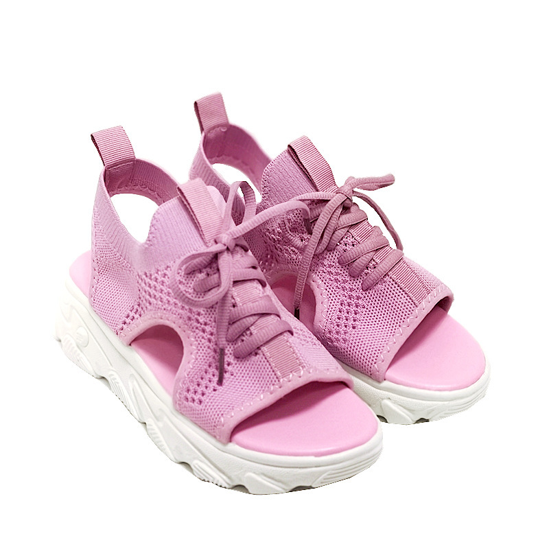 Large size sports sandals women's 2023 summer new thick bottom fly woven soft bottom casual flat hollow European and American beach sandals - Image 11