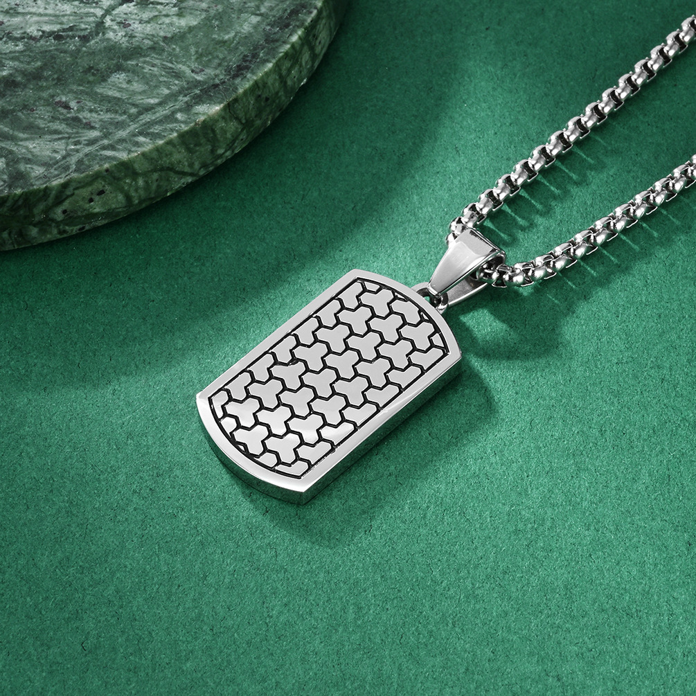 Original new stainless steel soccer ball textured tag pendant, titanium steel men's trendy hip-hop style necklace jewelry - Image 8