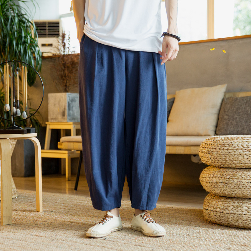 Foreign trade spring and summer new cotton and linen men's casual bloomers Chinese style linen layman's clothing Zen long pants - Image 9