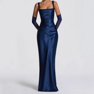 Ribbon-Embellished Fishtail Slip Dress