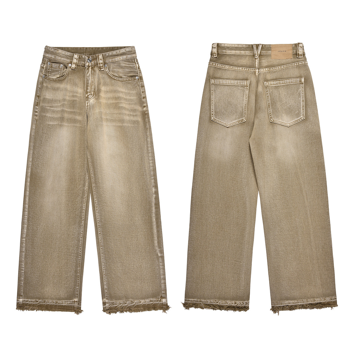 Jiayiku Men's Wear∣American high street retro jeans wasteland style heavy washed raw edge loose straight trousers - Image 6
