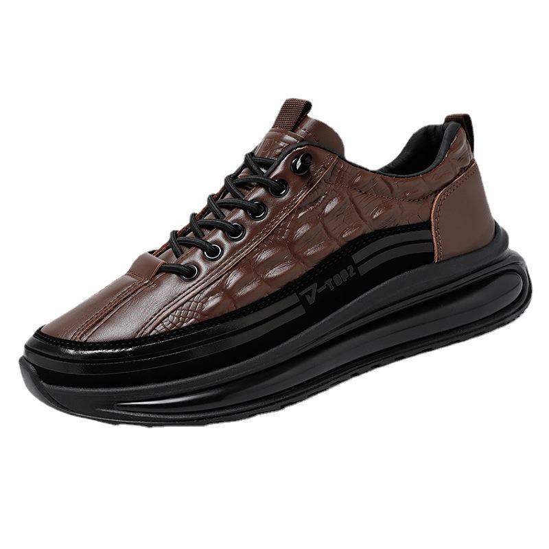 Wholesale men's leather shoes retro crocodile pattern men's shoes 2022 new thick bottom men's casual trendy shoes trendy men's shoes - Image 2