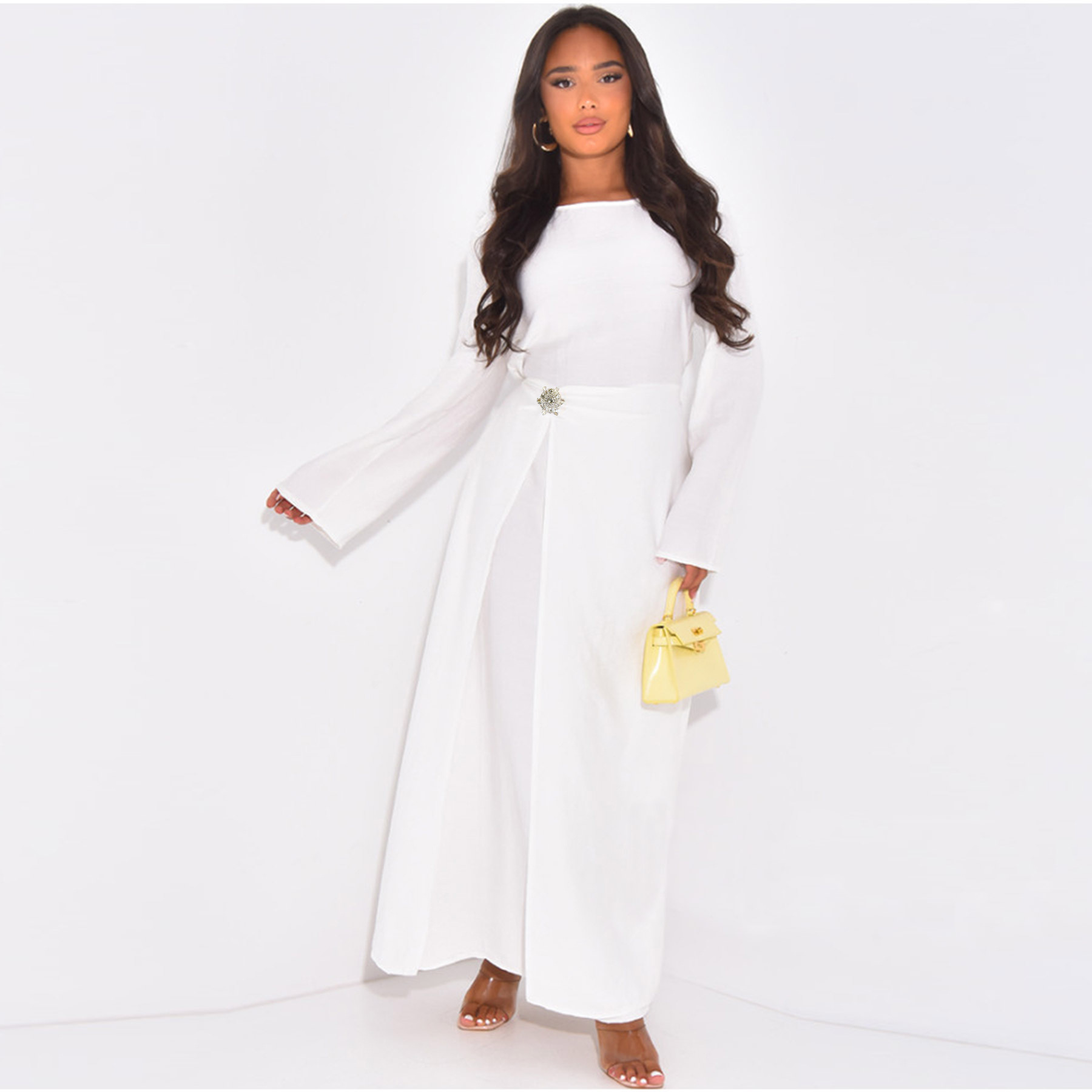 Loriya solid color minimalist plus size dress LR1077 - Image 6