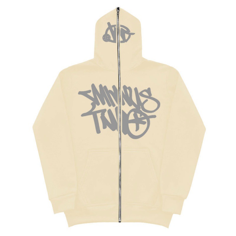 Y2K Unisex Fleece Hooded Sweatshirt Full Zip Plus Size Streetwear Stussy Tour Jacket - Image 3