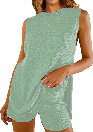 Popular Knitwear Set - Cross-border Summer Women's Clothing - European and American Style Knitwear, Loose Sleeveless Casual Sweater Two-Piece Set - Image 30