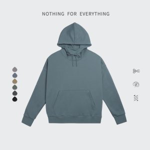 INF Men's Clothes|Small, medium and large plus 350g plus velvet trendy brand loose half-high collar hooded solid color sweater couple outfit