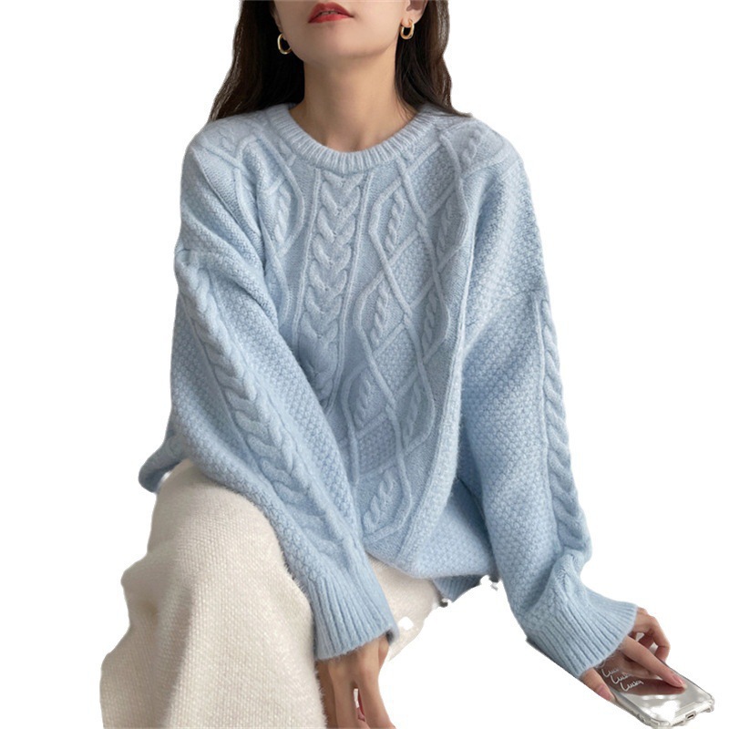Women's 2025 Autumn/Winter New Japanese Style Sweet and Gentle Round Neck Loose Slimming Long Sleeve Pullover Knitted Top - Image 5
